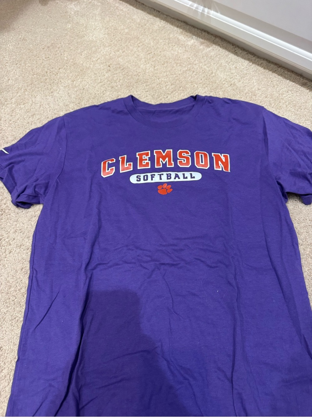 Easton Purple Clemson Softball Tee with Orange Accents